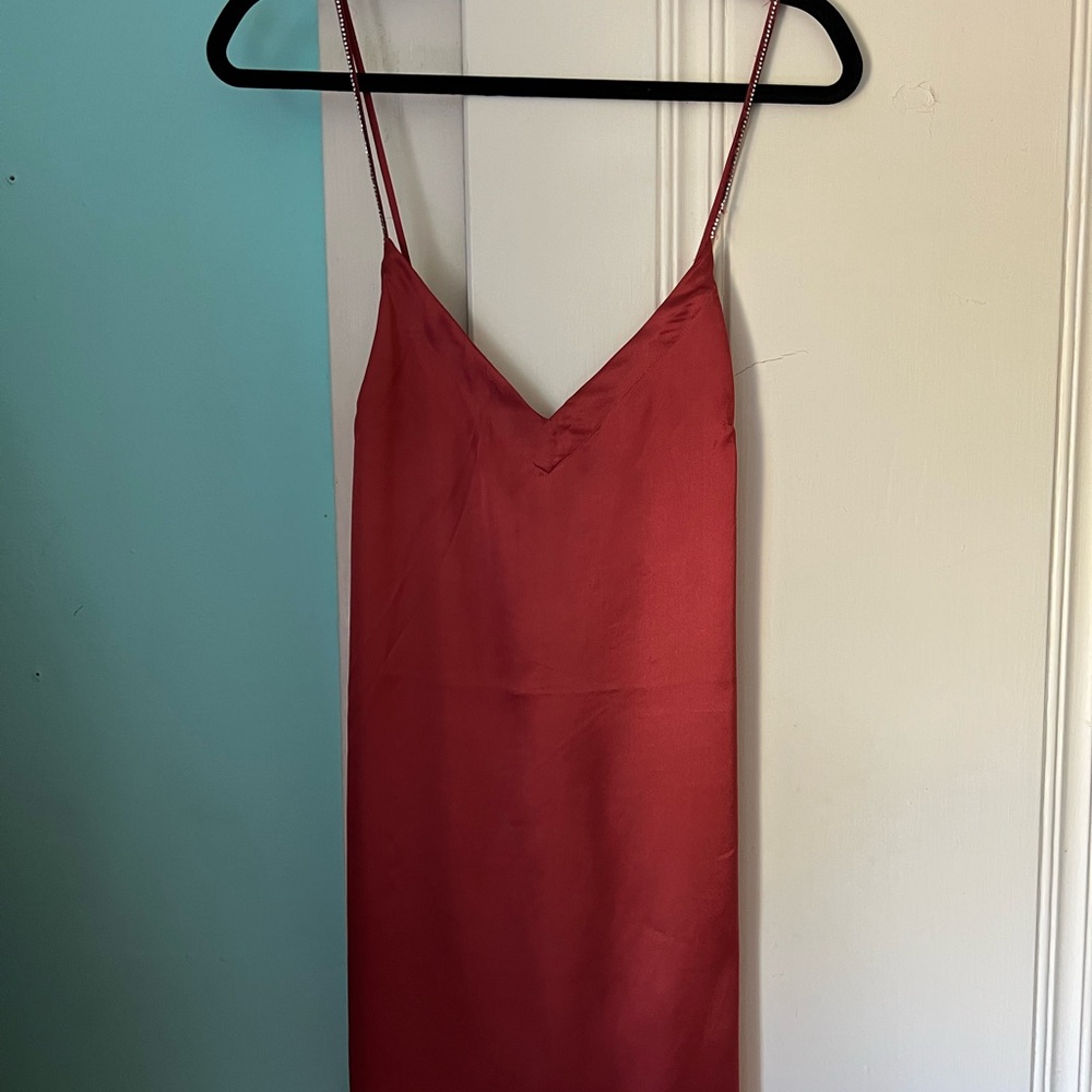 Free People Red Rhinestone Slip Dress